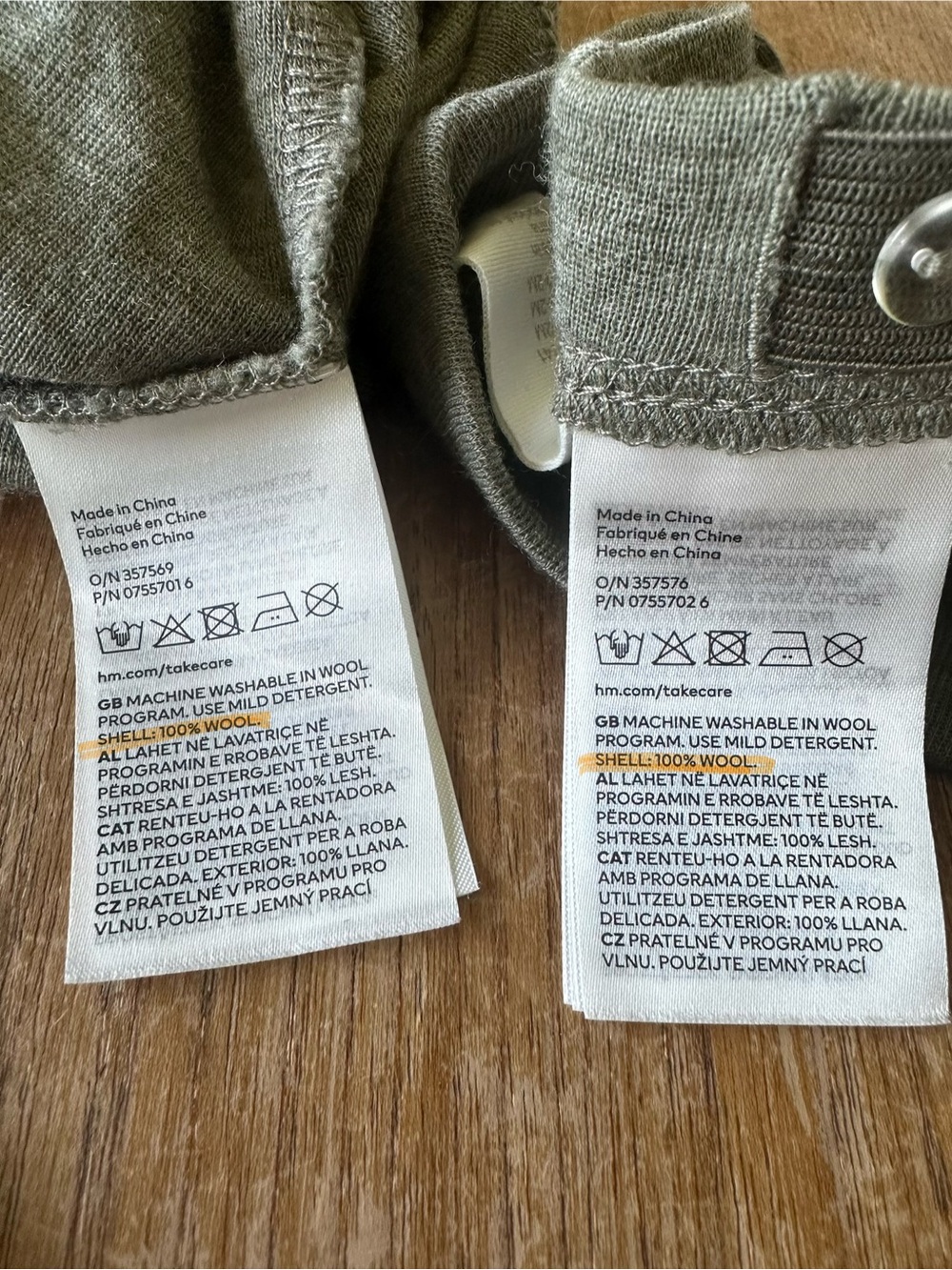 100% Merino Wool Olive Green Baby One-Piece & Legging Set. H&M NB - Picture 2 of 2